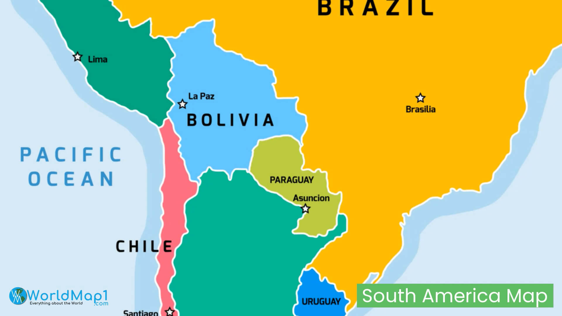 South America Colorful Map